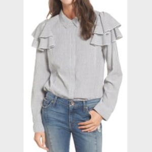 BP Seersucker Ruffle Blouse